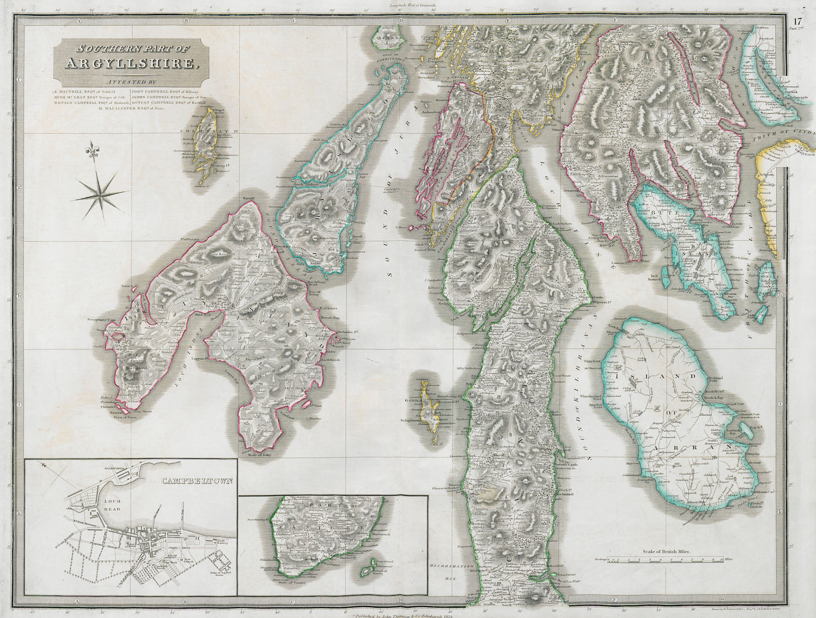 Argyllshire south Campbeltown Bute Lagavulin Islay Jura Kintyre THOMSON 1832 map