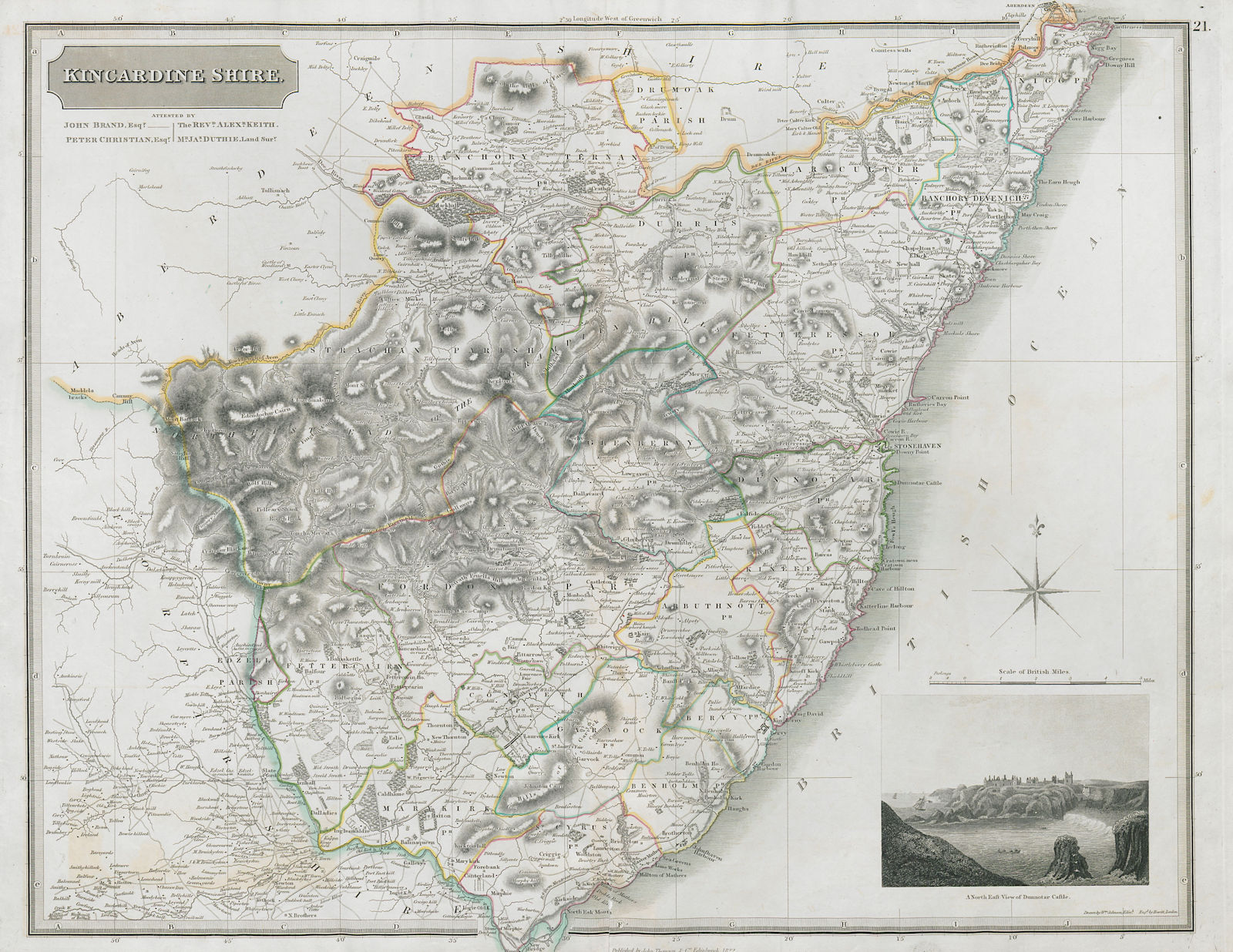 Associate Product Kincardineshire. Dunnotar Castle. Stonehaven Aberdeen Banchory. THOMSON 1832 map