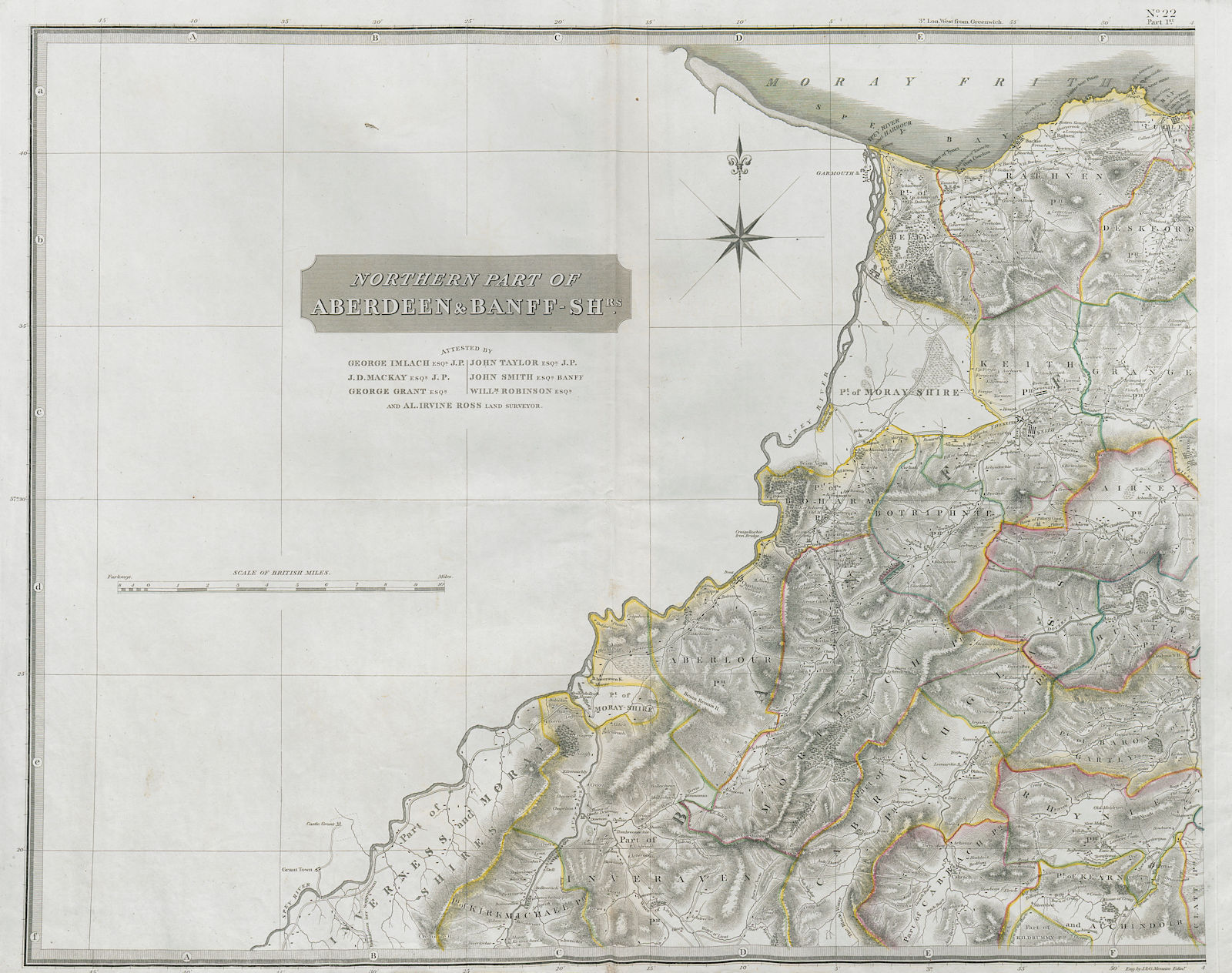 Aberdeen & Banffshires north-west. Speyside. Cullen Dufftown. THOMSON 1832 map