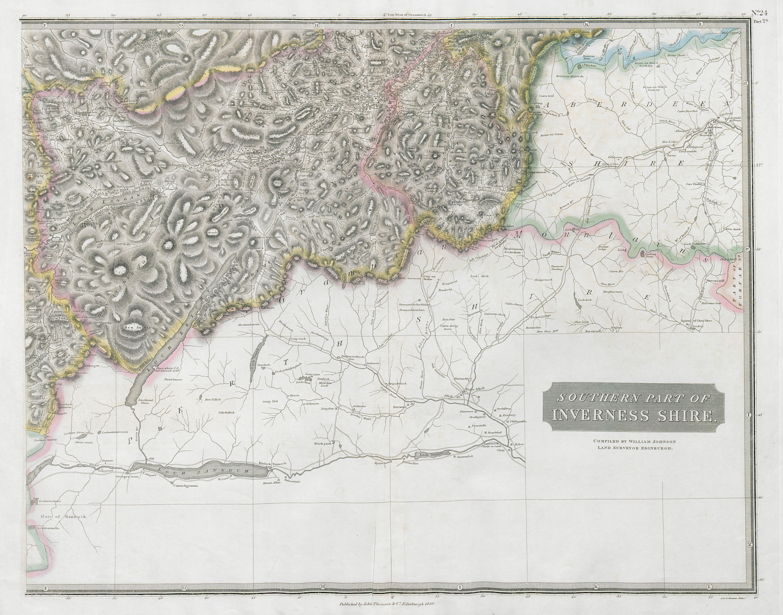 Inverness-shire south-east sheet. Ericht Cairngorms Kingussie. THOMSON 1832 map