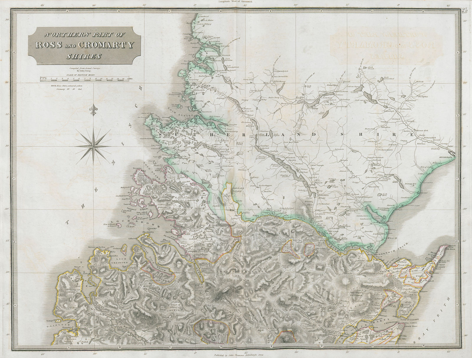 Ross & Cromartyshires north. Ullapool Glenmorangie Teaninich. THOMSON 1832 map