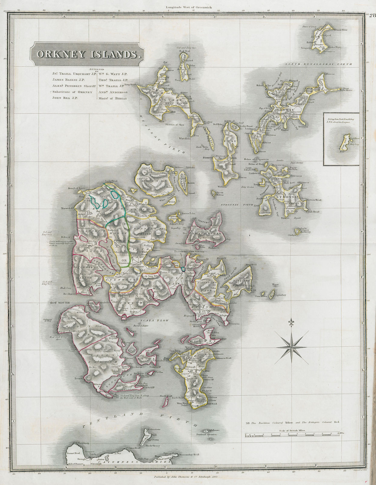Orkney Islands. Kirkwall. Scotland. THOMSON 1832 old antique map plan chart