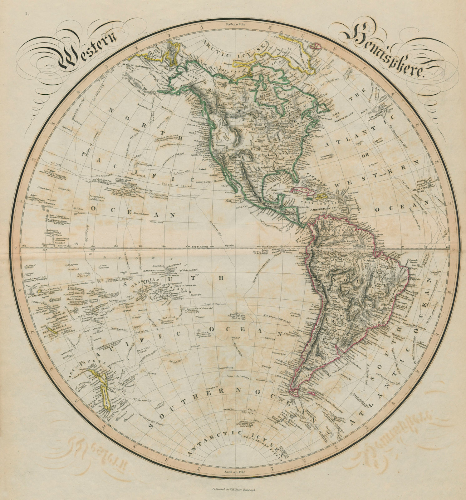 Western Hemisphere. Americas Pacific. Quadra & Vancouver Island. LIZARS 1842 map