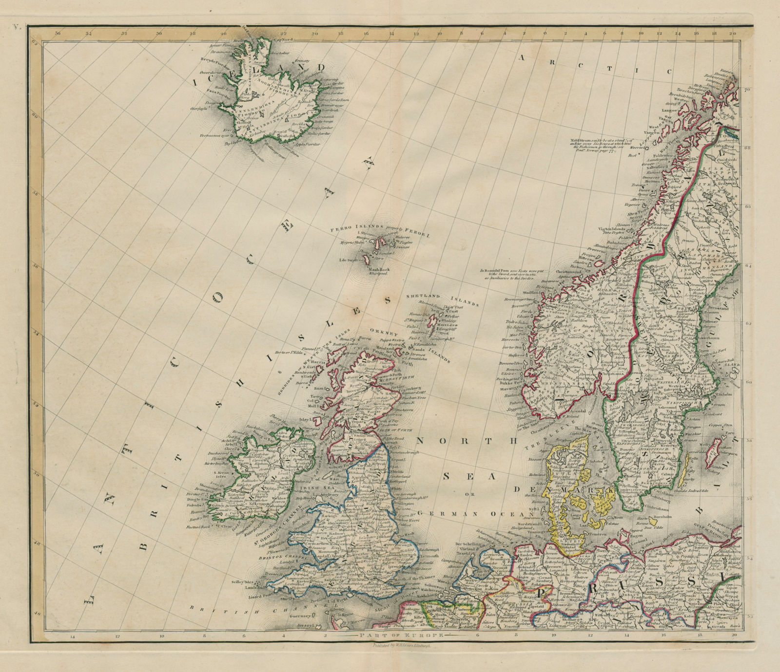 North-west Europe. British Isles & Nordics. Scandinavia Iceland. LIZARS 1842 map