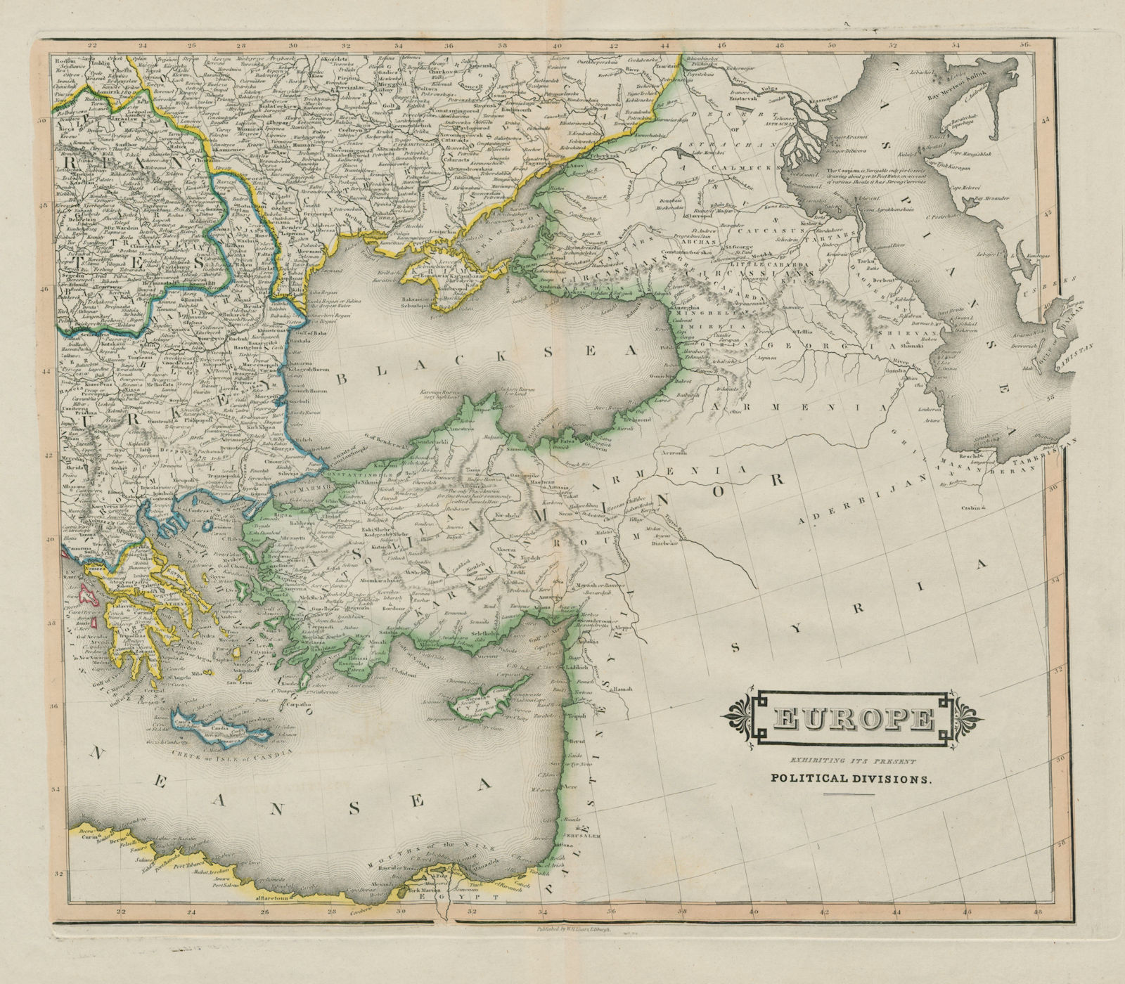 South-east Europe. Turkey Black Sea Ukraine Caucasus Balkans. LIZARS 1842 map