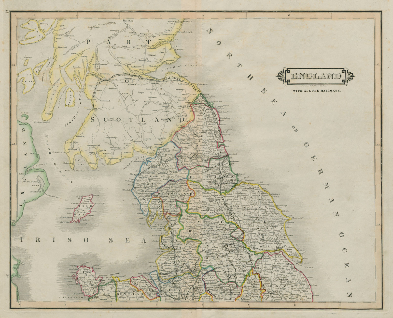 Associate Product Northern England & Wales with all the railways. LIZARS 1842 old antique map