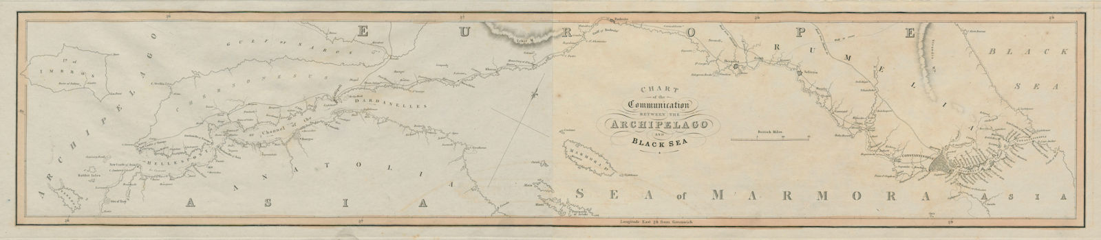 Communication between the Archipelago & Black Sea. Aegean Turkey LIZARS 1842 map