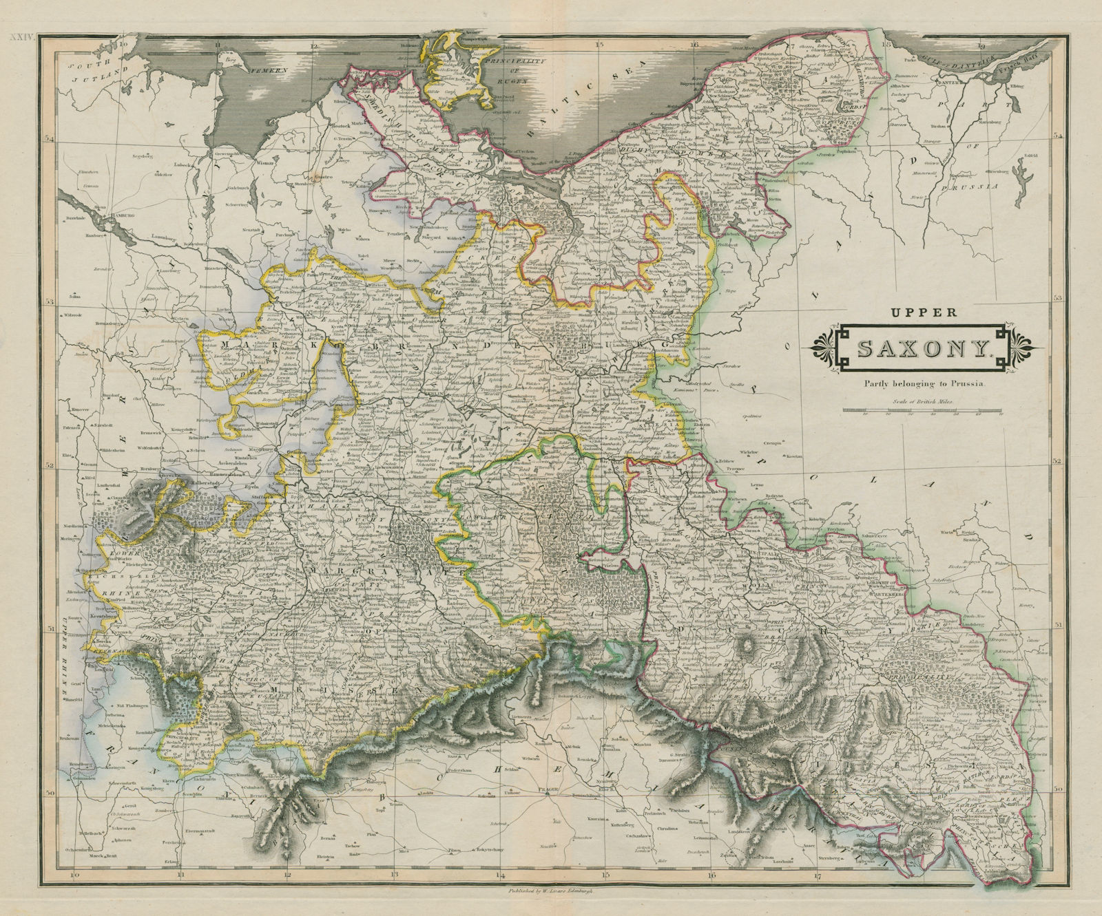 Upper Saxony, partly belonging to Prussia. E Germany. W Poland. LIZARS 1842 map