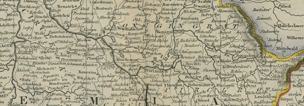 Bohemia and Moravia, provinces of Austria. Czechia. LIZARS 1842 old map