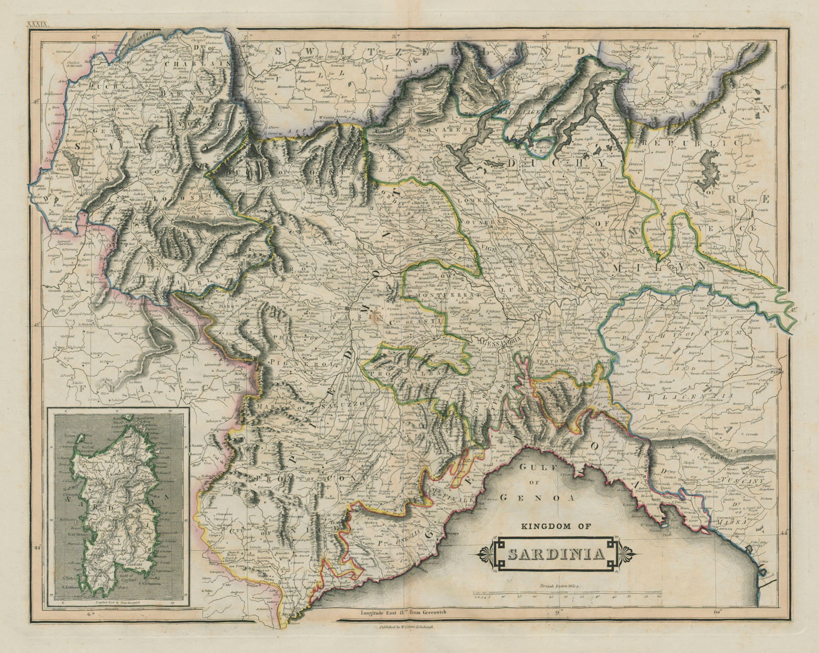 Associate Product Kingdom of Sardinia. Italian and French Alps. Haute Savoie. LIZARS 1842 map