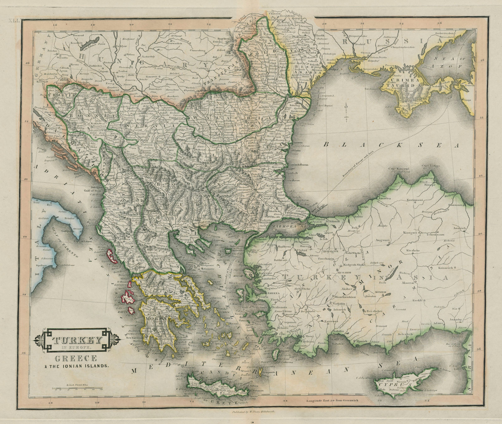 Turkey in Europe, Greece & the Ionian Islands. Balkans & Aegean. LIZARS 1842 map
