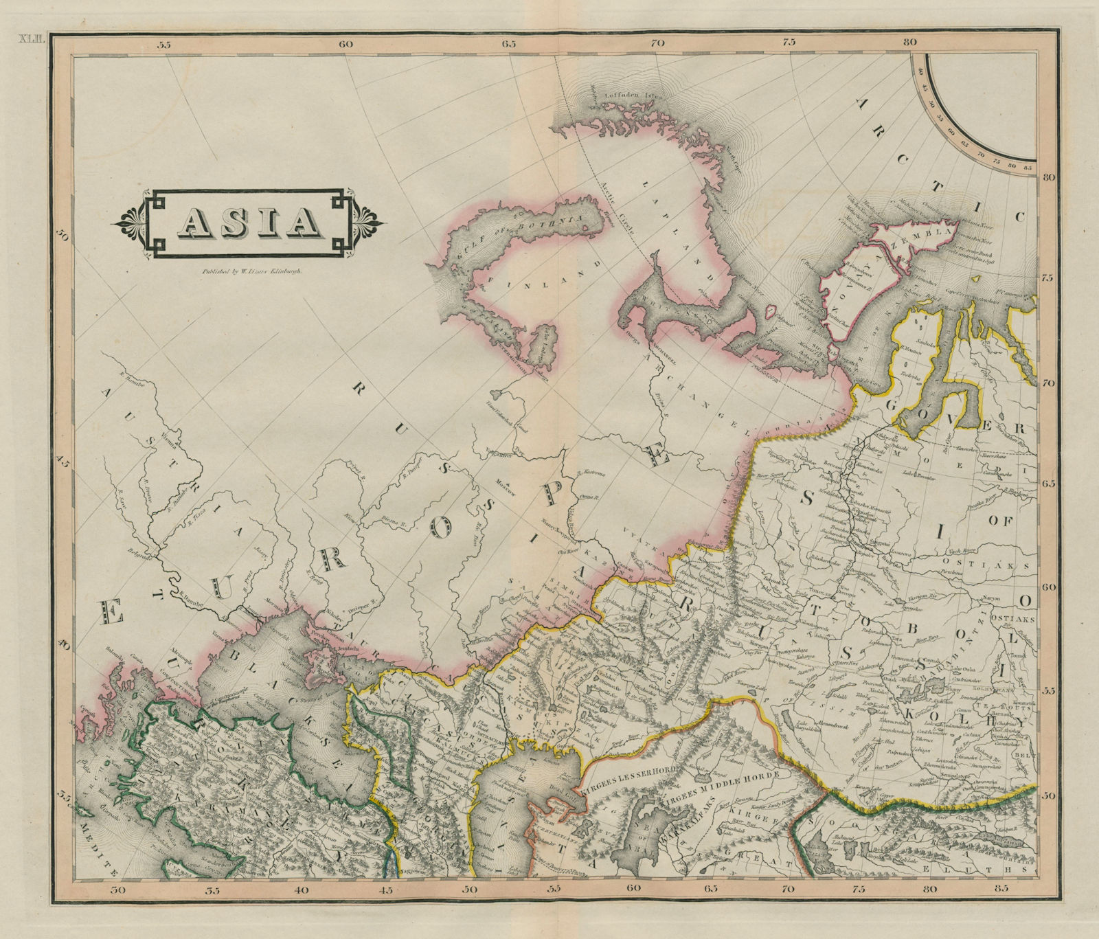 North-west Asia. Russia Western Siberia Kazakhstan. LIZARS 1842 old map