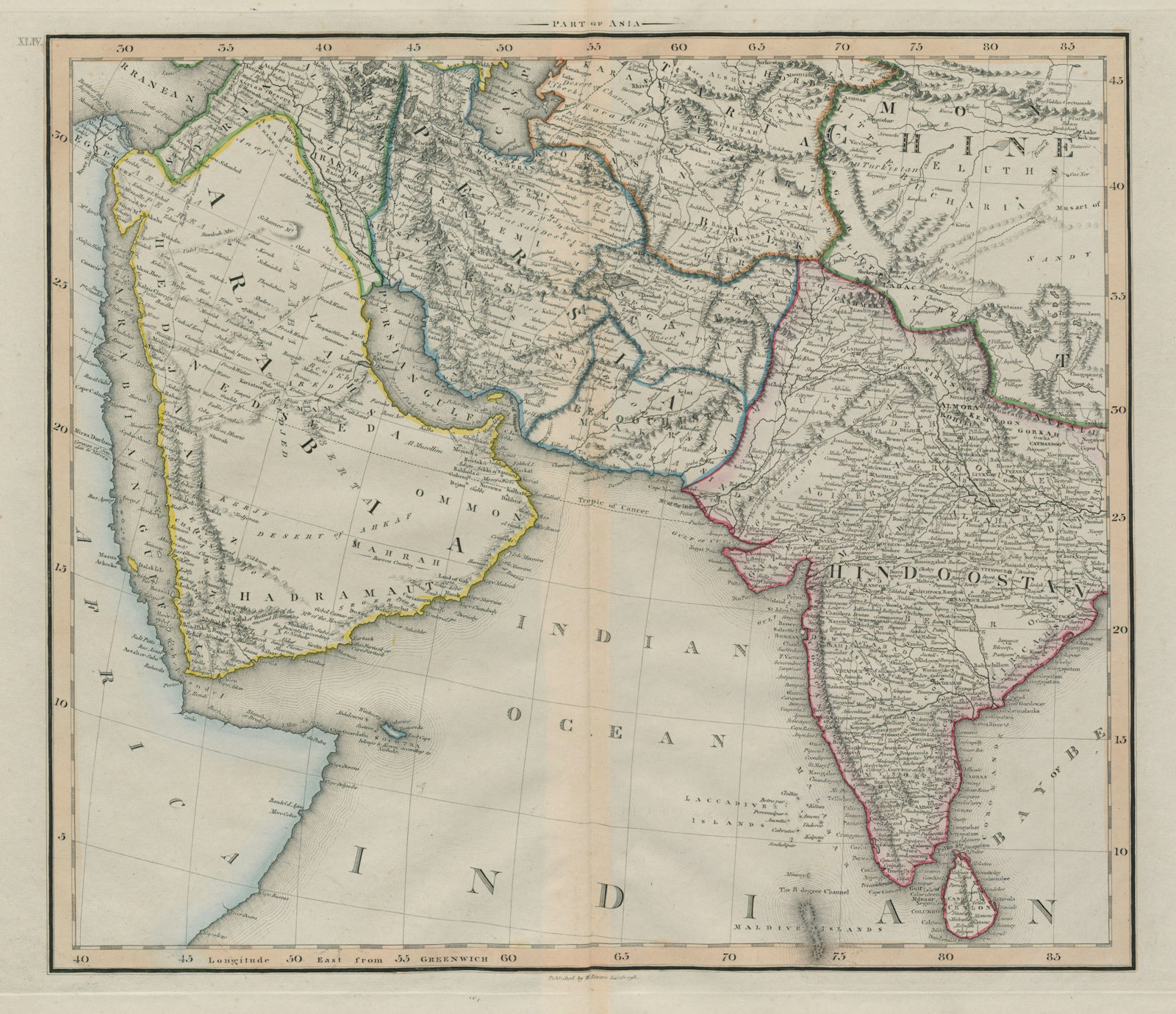 South-west Asia. Arabia Persia India China Hindustan. LIZARS 1842 old map