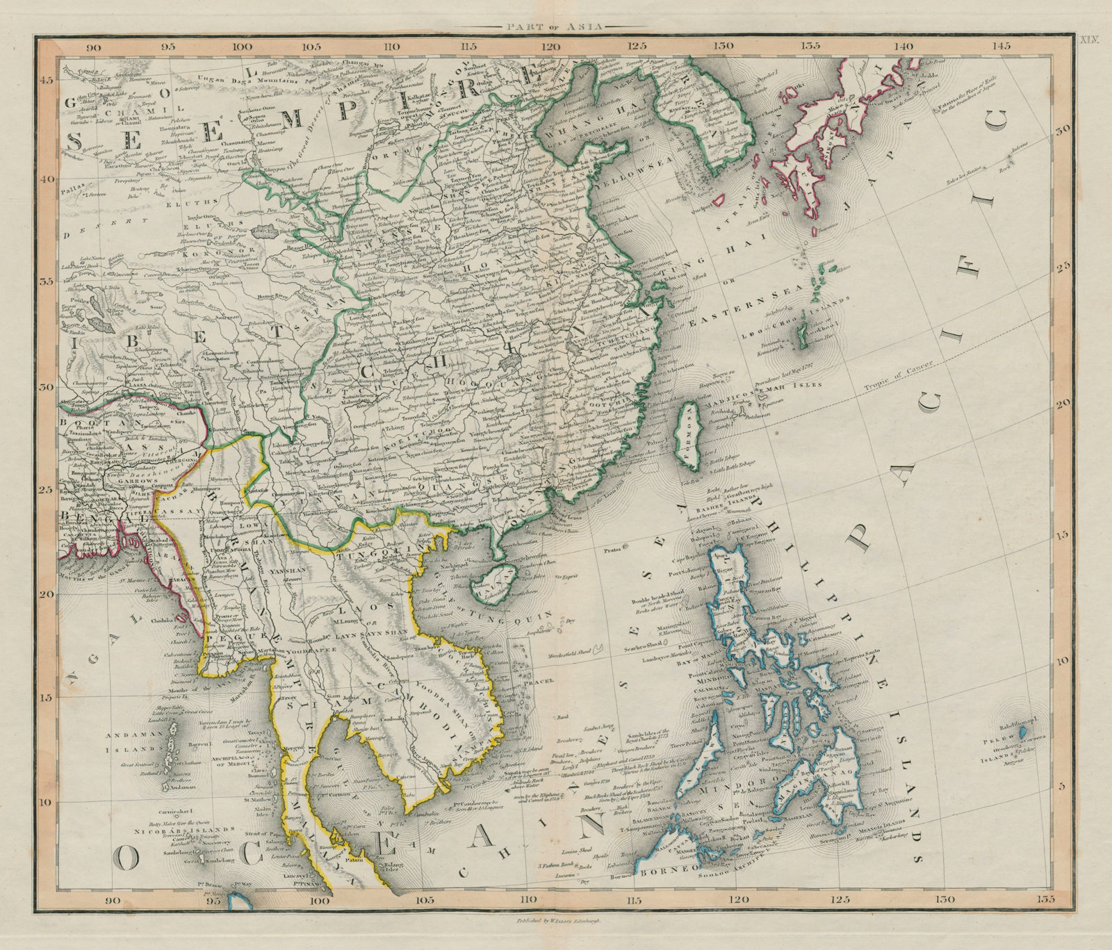 China & South-east Asia. Indochina. Macartney Embassy route. LIZARS 1842 map