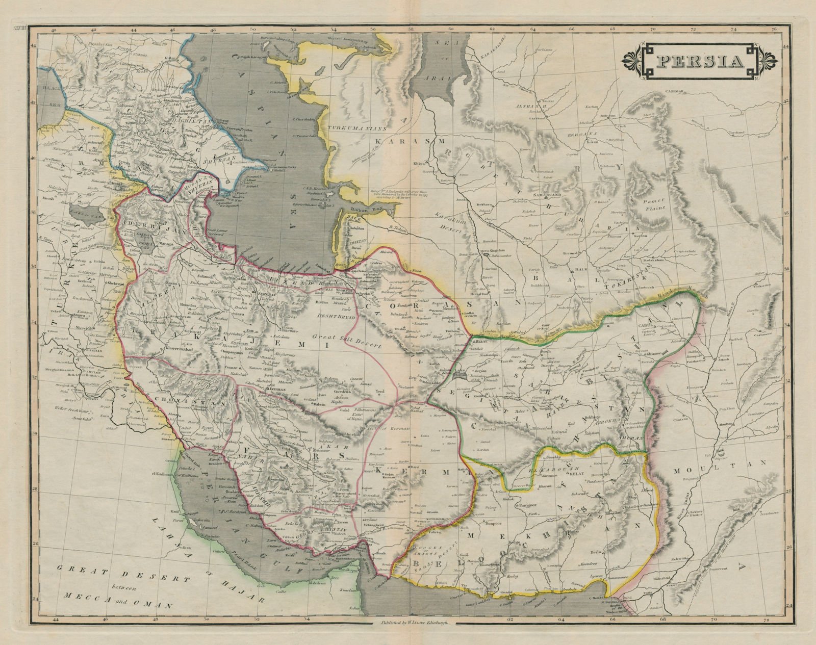 Associate Product Persia. South-west & Central Asia. Cabul Beloochistan Caucasus. LIZARS 1842 map