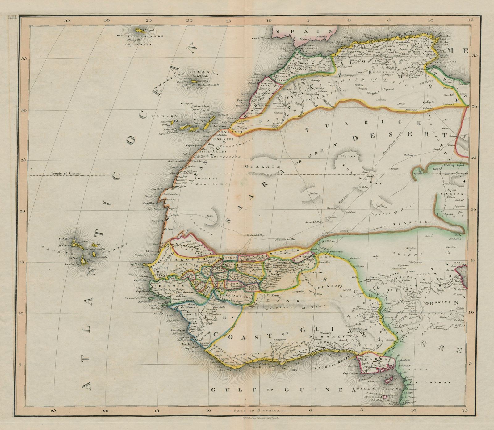West Africa. Sahara caravan routes. Tribes Kingdoms Empires. LIZARS 1842 map