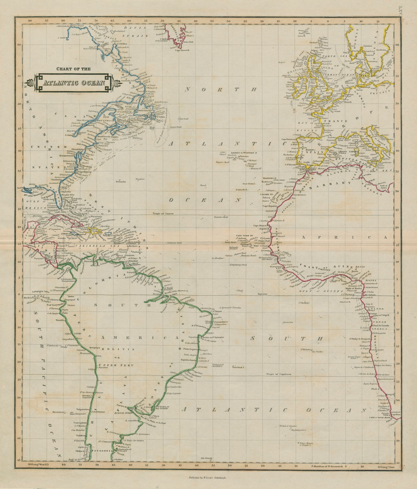 Chart of the Atlantic Ocean. Phantom St Matthew & Mayda Islands. LIZARS 1842 map