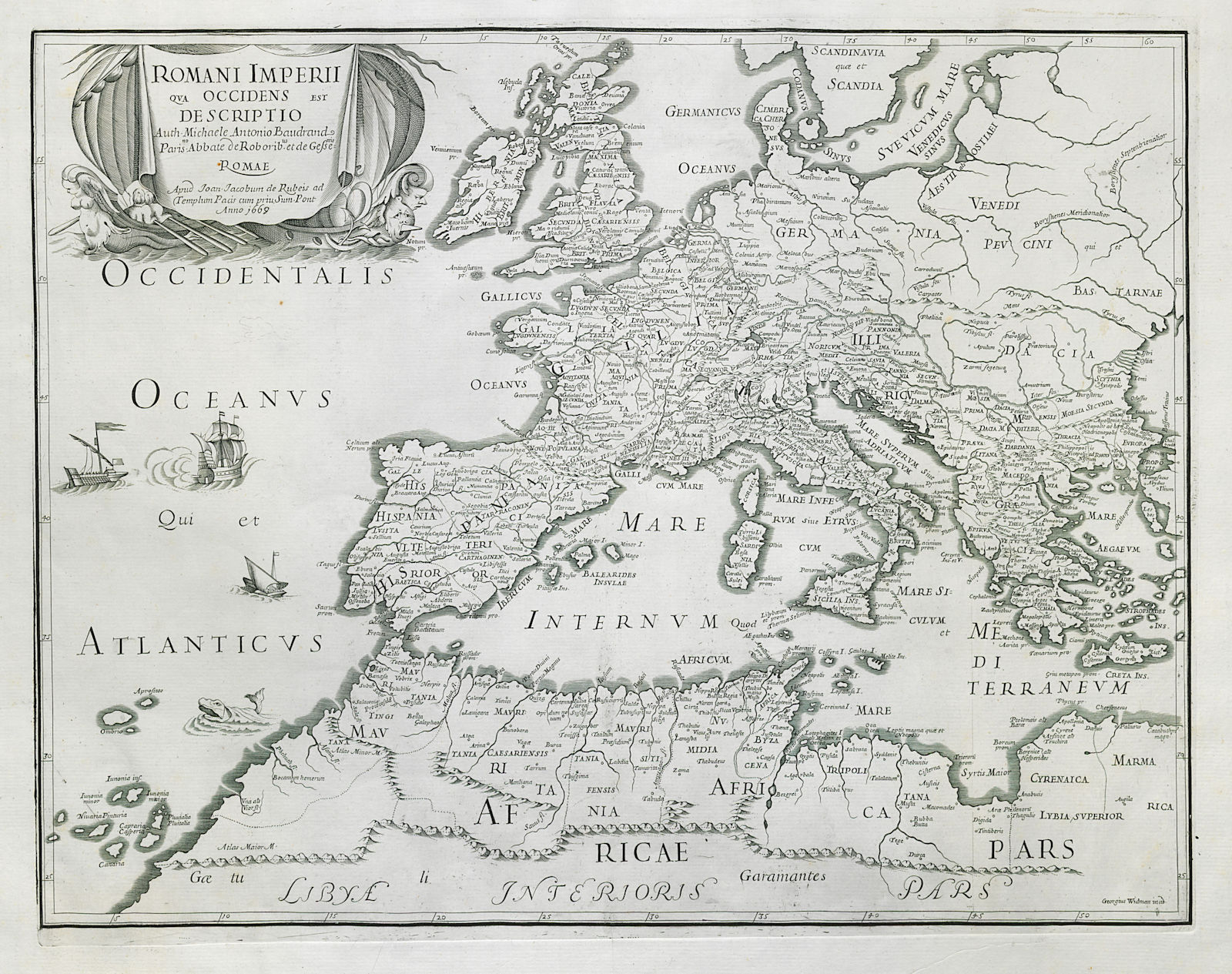 Romani Imperii Qua Occidens est Descriptio. Western Roman Empire. ROSSI 1669 map
