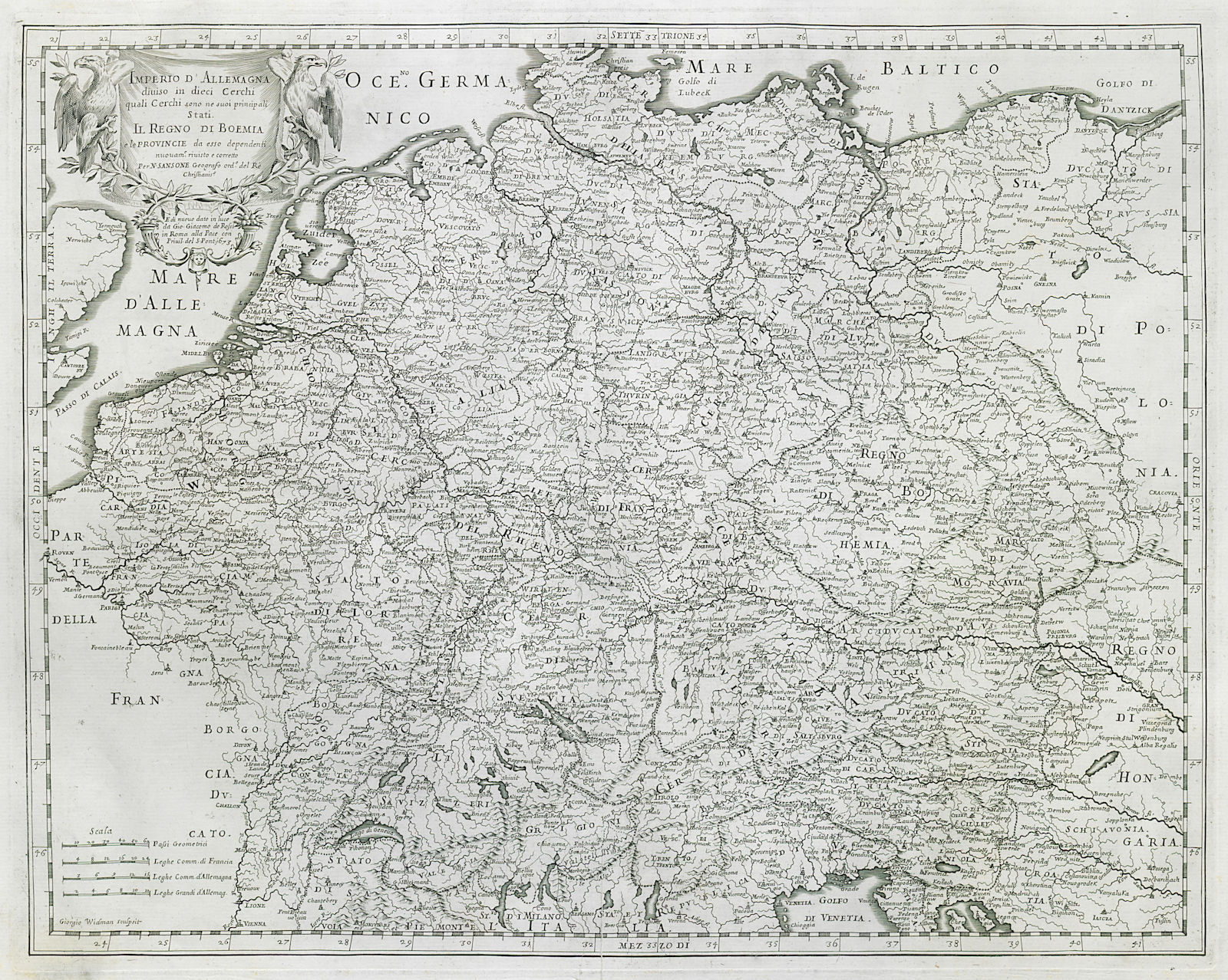 Associate Product Imperio d'Allemagna… Holy Roman Empire. Germany & Central Europe. ROSSI 1673 map