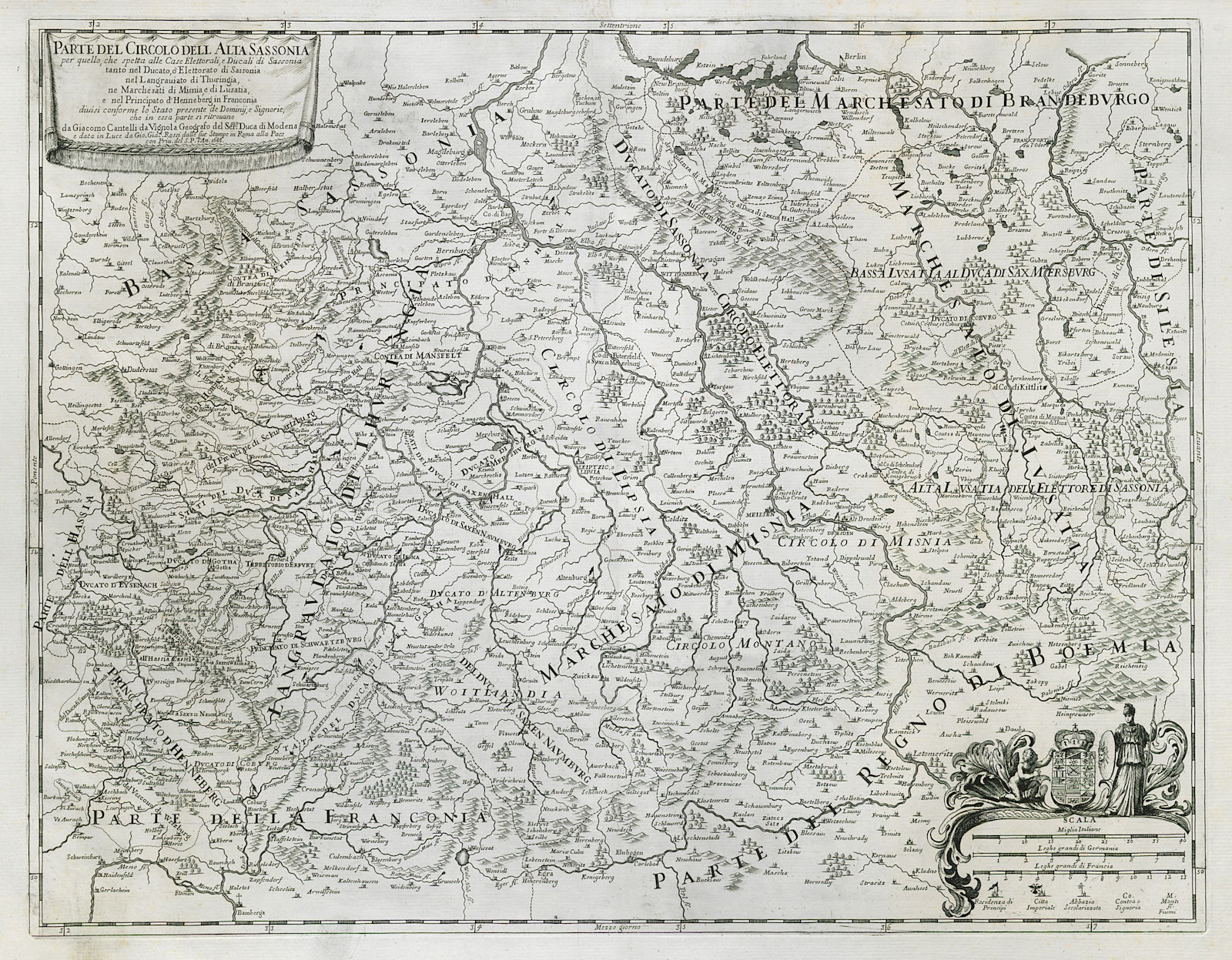 Parte del Circolo dell Alta Sassonia…. Sachsen Thuringia ROSSI/CANTELLI 1688 map