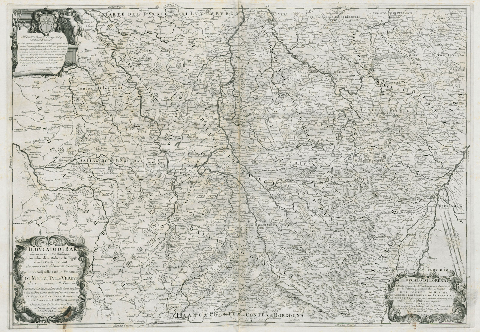 Associate Product Il Ducato di Bar [&] Lorena. Lorraine. DE ROSSI / CANTELLI DA VIGNOLA 1689 map