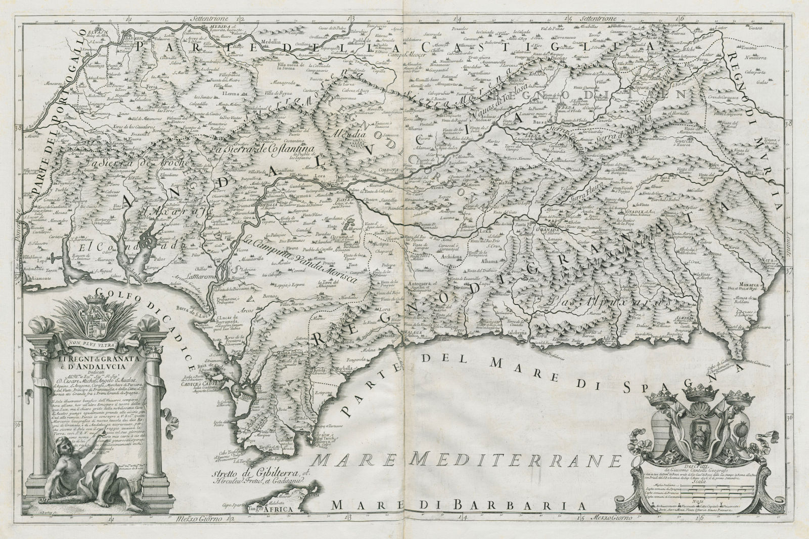 Li Regni di Granata e d'Andalucia. Granada & Andalusia. ROSSI /CANTELLI 1696 map