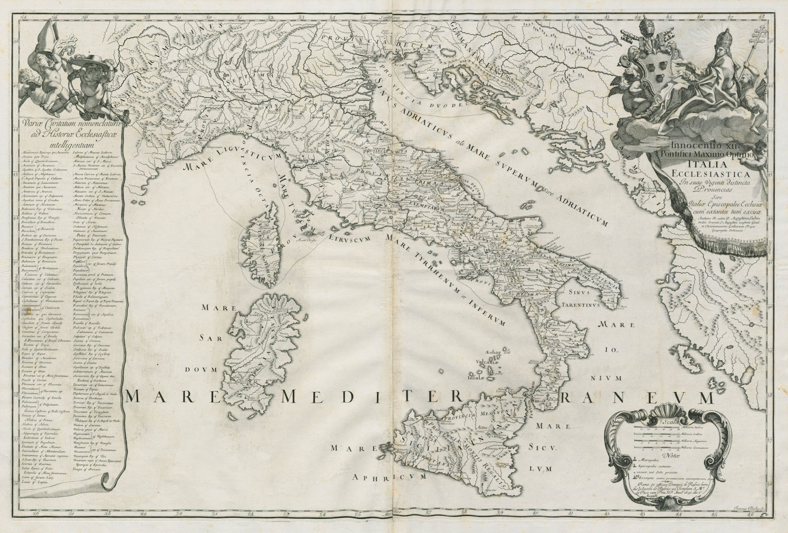 Italia Ecclesiastica. Ecclesiastical Italy. DE ROSSI 1691 old antique map