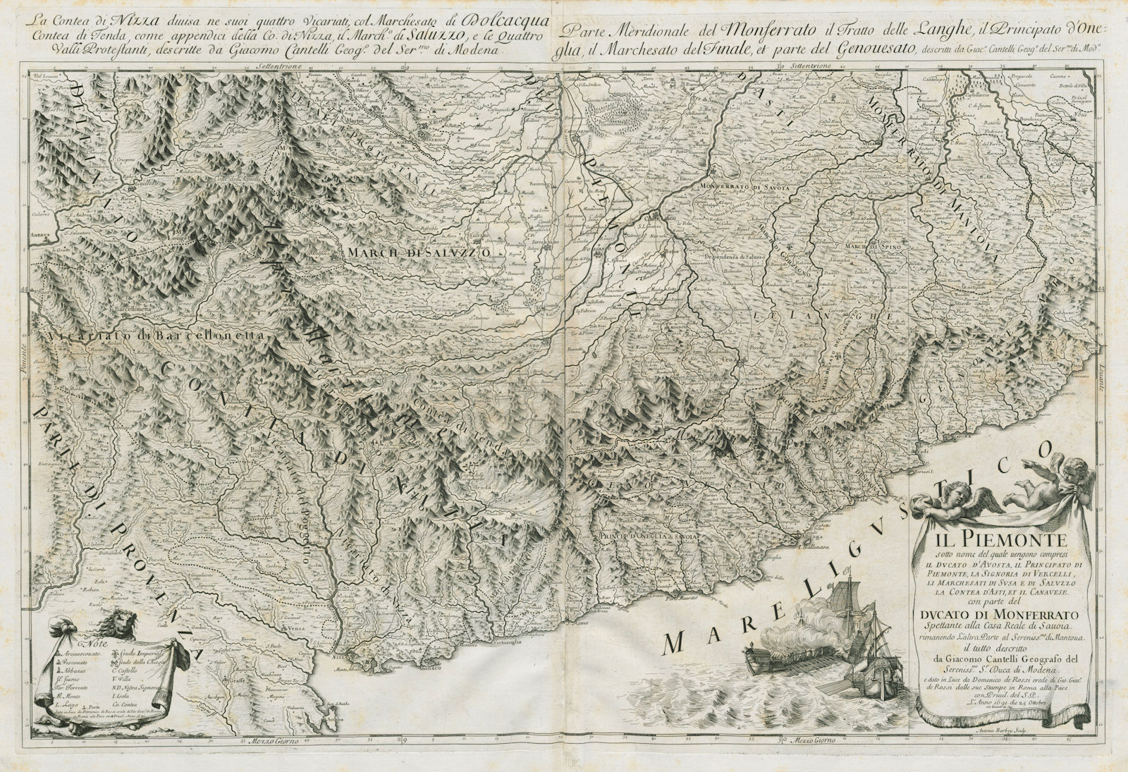 Associate Product Il Piemonte sotto nome del quale… Northern Piedmont. ROSSI / CANTELLI 1691 map