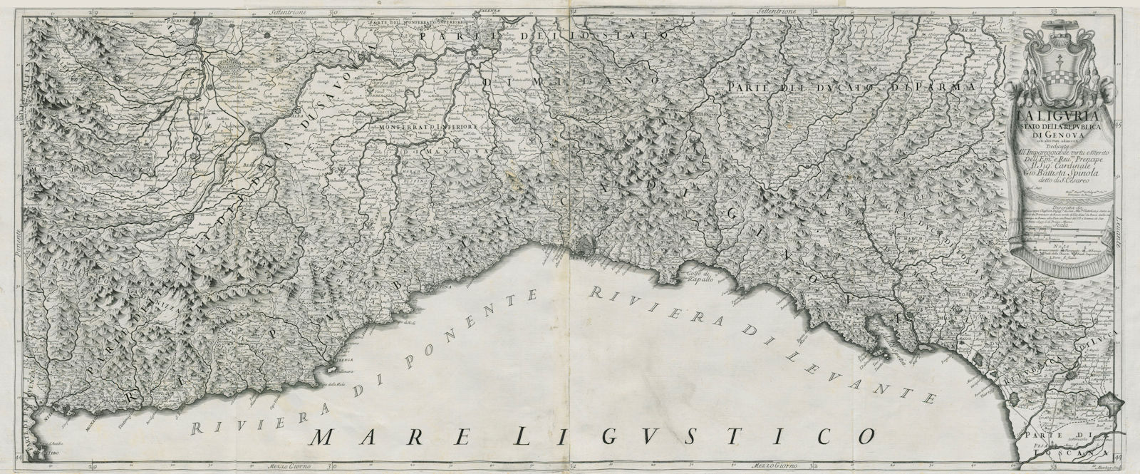 La Liguria o Stato della Republica di Genova. Italian Riviera. DE ROSSI 1697 map