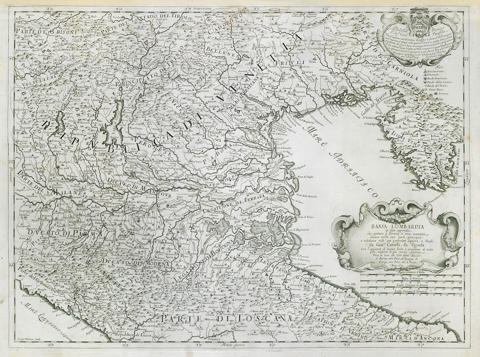 Associate Product Bassa Lombardia. Lower Lombardy. North-east Italy. DE ROSSI / CANTELLI 1681 map