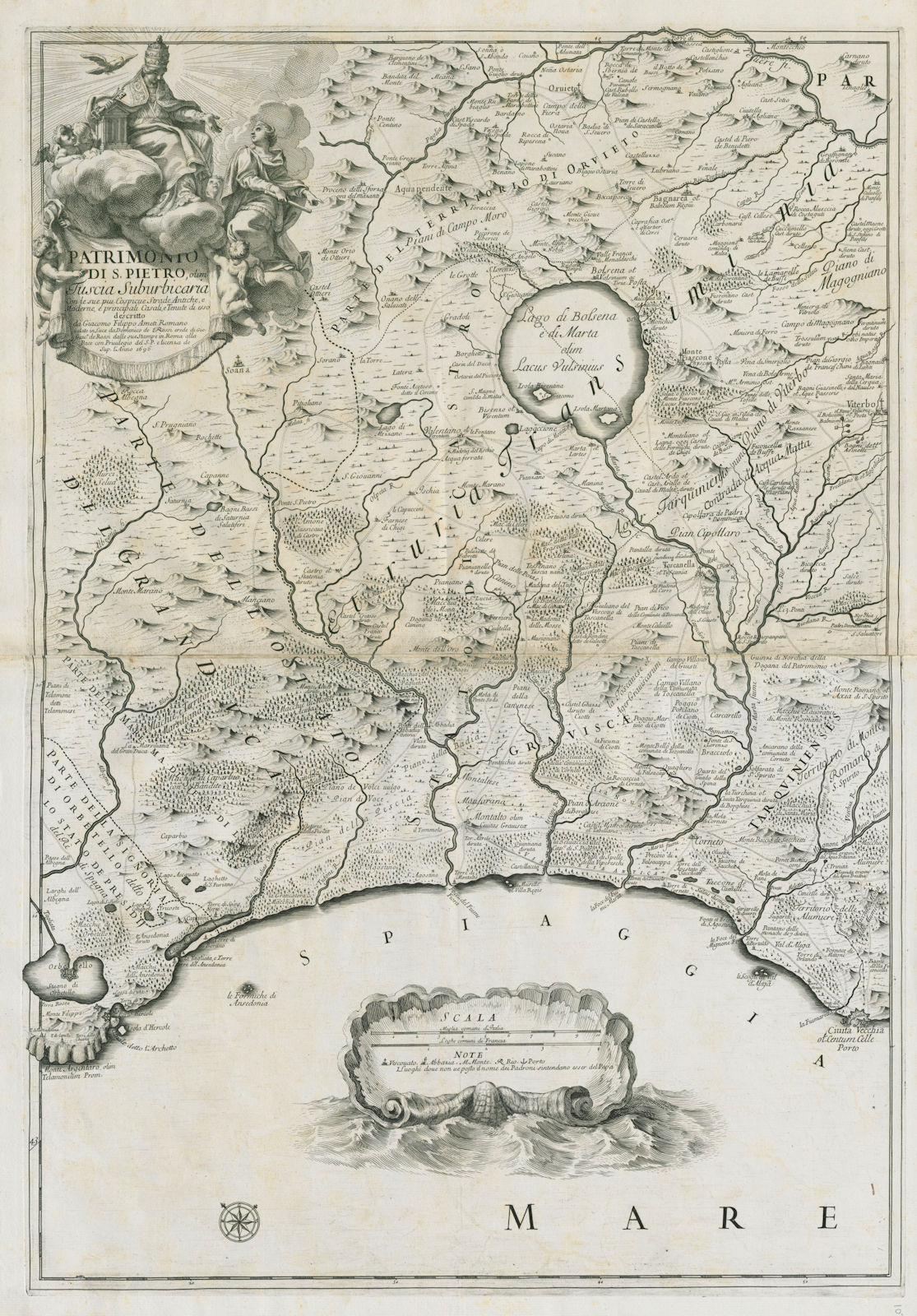 Patrimonio di S.Pietro, olim Tuscia Suburbicaria. Tuscany/Lazio. ROSSI 1696 map