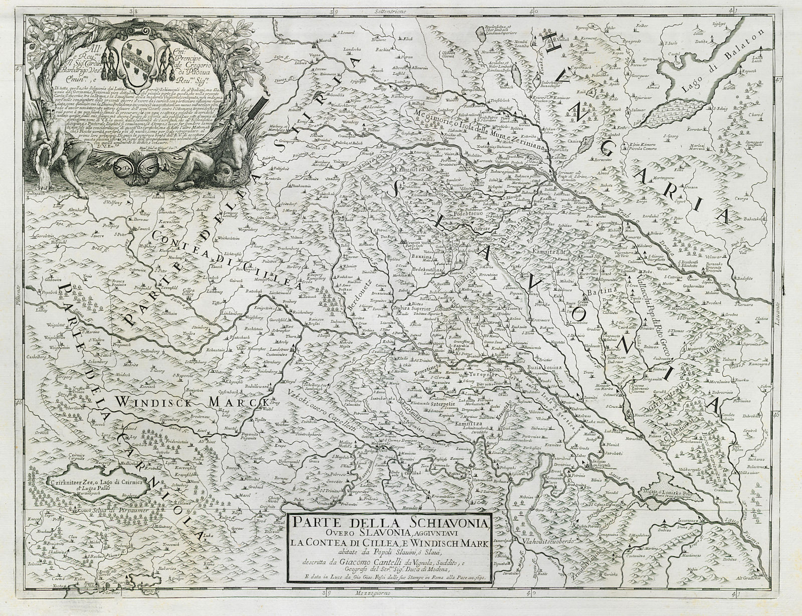 Parte della Schiavonia. Central Croatia. East Slovenia. ROSSI/CANTELLI 1690 map