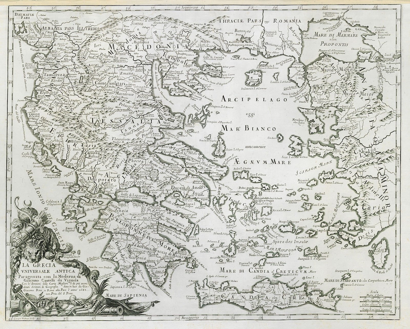 Associate Product La Grecia Universale Antica. Ancient Greece & Aegean. ROSSI / CANTELLI 1683 map