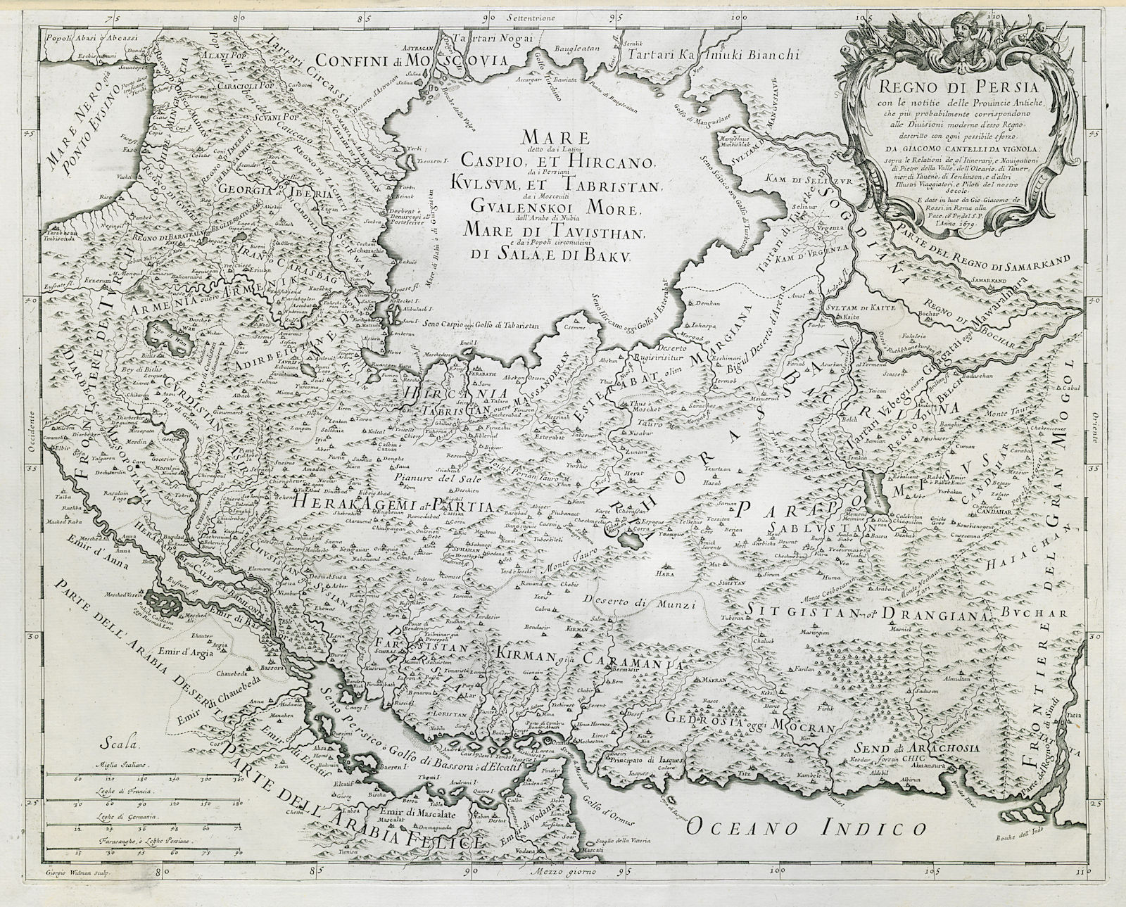 Regno di Persia. Iran, Persian Gulf, Caspian & Caucasus. ROSSI/CANTELLI 1679 map
