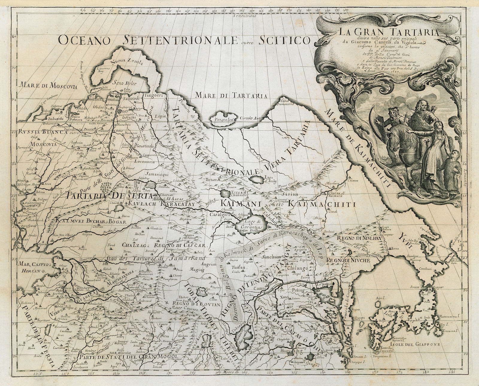Associate Product La Gran Tartaria. Great Tartary. Central/North Asia. ROSSI / CANTELLI 1683 map
