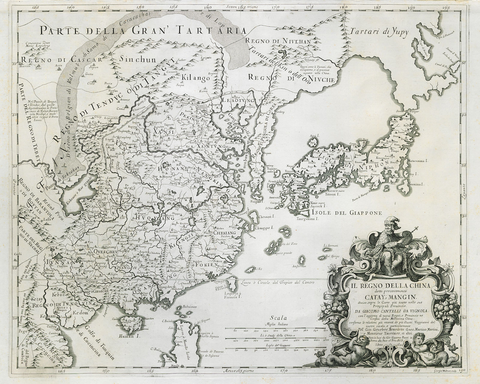 Il Regno della China detto presentemente Catay e Mangin… ROSSI/CANTELLI 1682 map