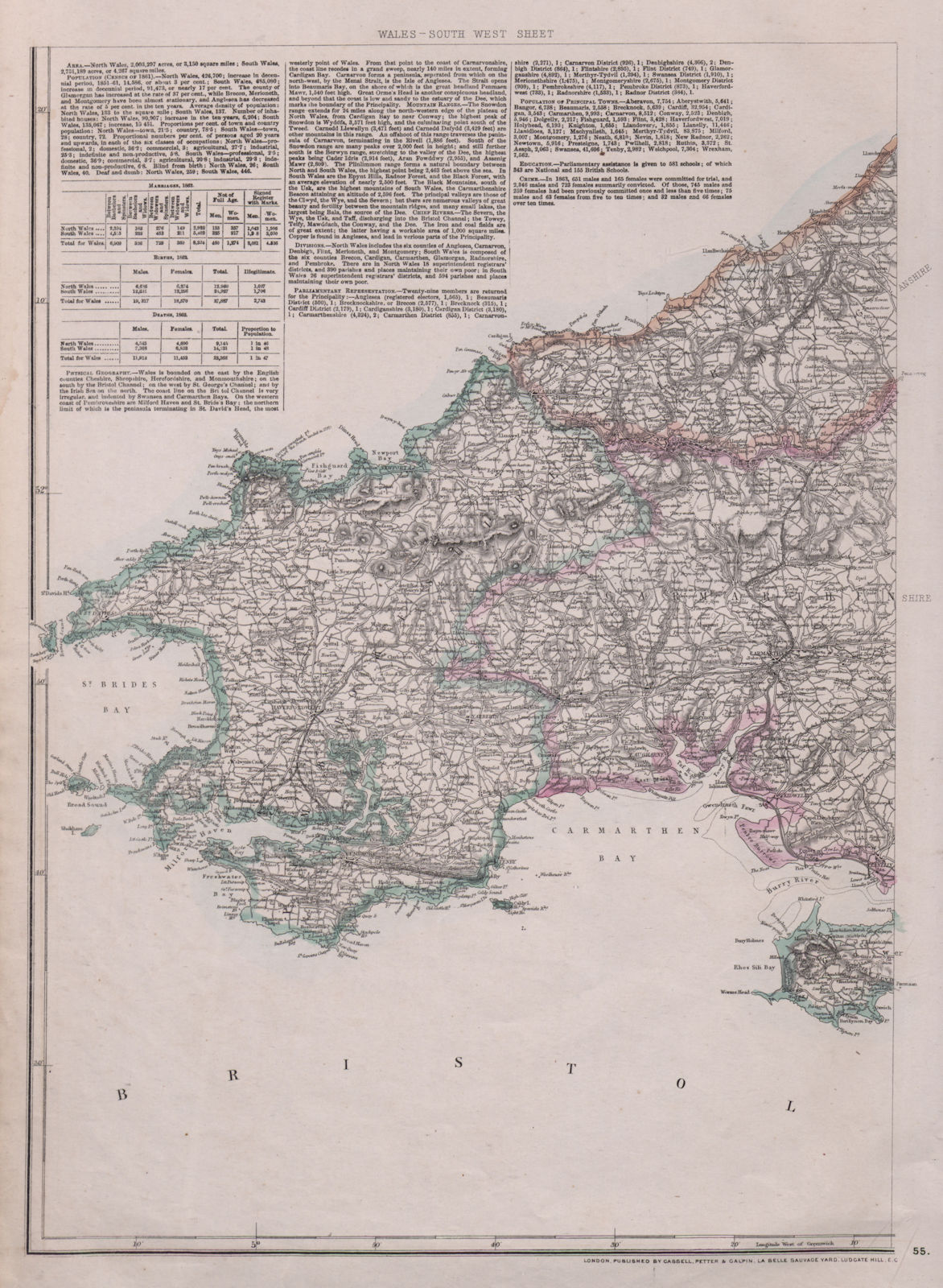 Associate Product SOUTH WEST WALES. Pembrokeshire Carmarthenshire Cardiganshire. WELLER 1868 map