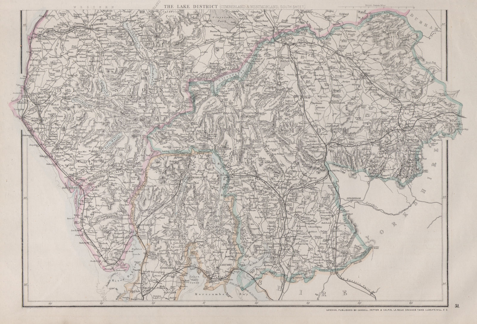 Associate Product ENGLISH LAKE DISTRICT. Cumberland/Westmorland South. Railways. WELLER 1868 map