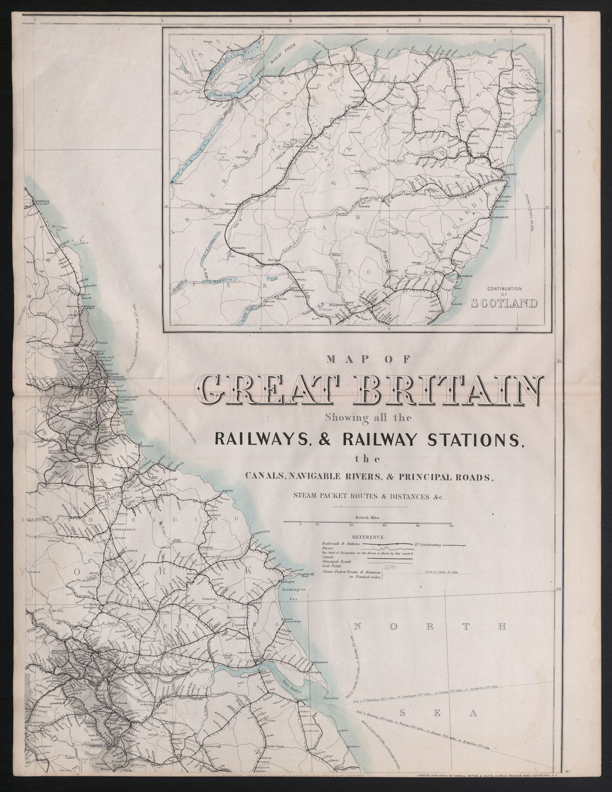 Associate Product Great Britain showing all the railways… Yorkshire Northumbs coast DOWER 1868 map