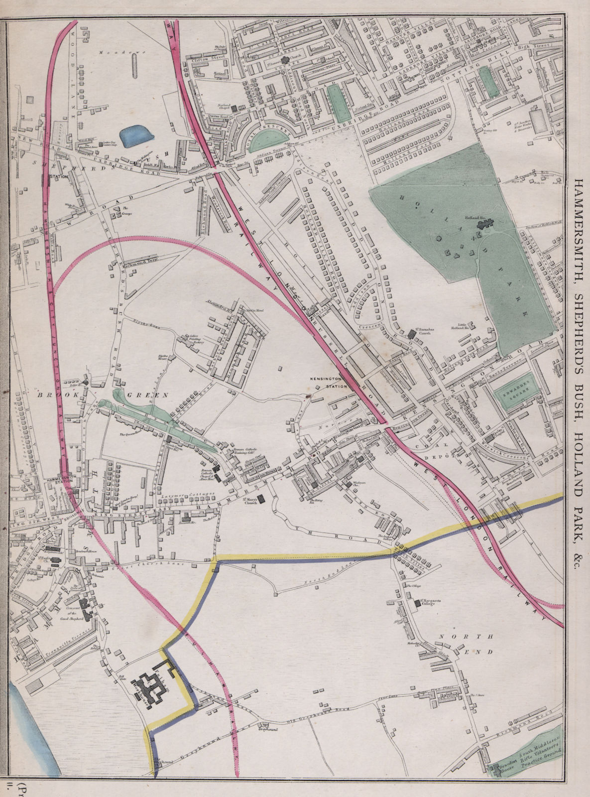 W LONDON. Hammersmith Holland Park Brook Green Shepherds Bush. WELLER 1868 map