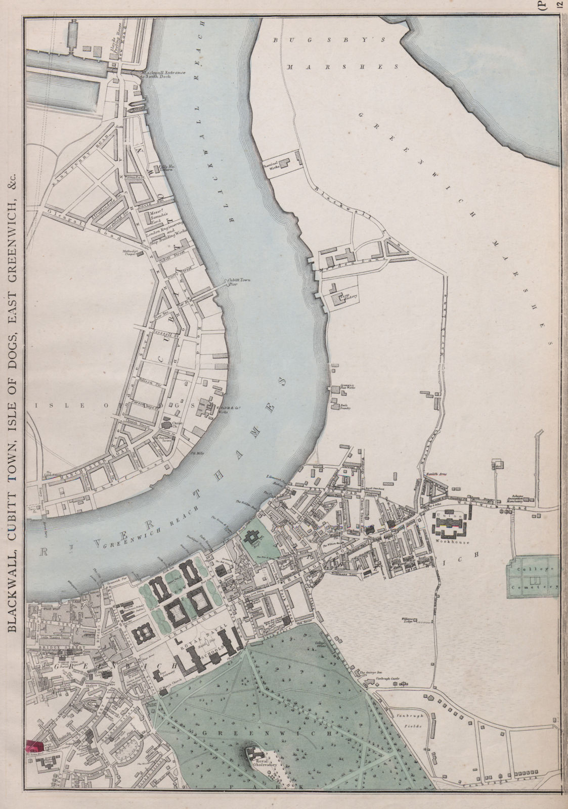 GREENWICH. Isle of Dogs Cubitt Town North Greenwich Blackwall. WELLER 1868 map