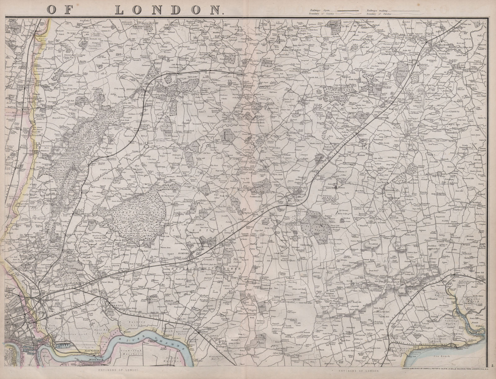 Associate Product NE LONDON Essex Epping Forest Chelmsford Thames Estuary. WELLER 1868 old map