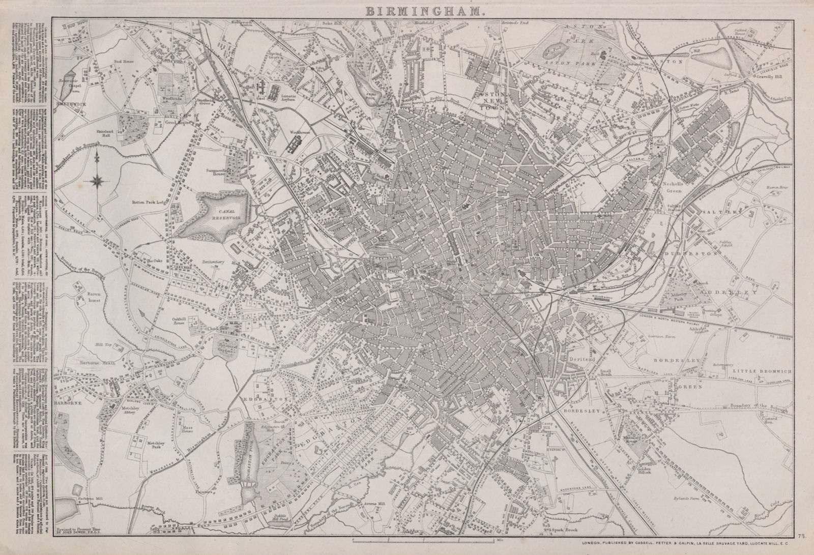 Associate Product BIRMINGHAM. Large town/city plan by JW LOWRY for the Dispatch Atlas 1868 map