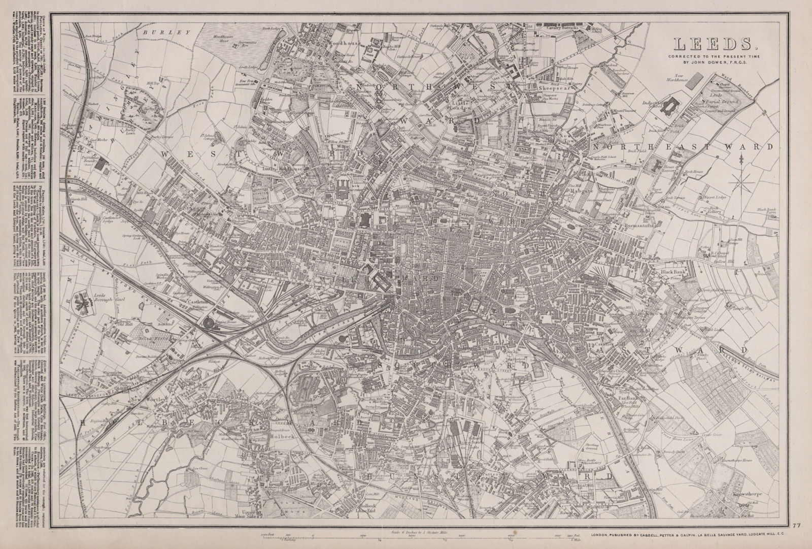 Associate Product LEEDS. Large town/city plan by BR DAVIES for the Dispatch Atlas 1868 old map