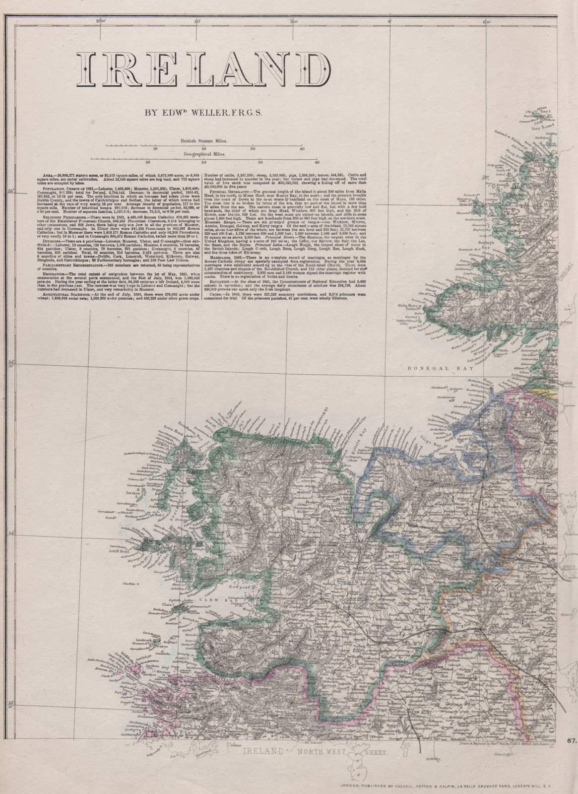 Associate Product IRELAND NORTH WEST Mayo Sligo Donegal Connacht. WELLER. Dispatch atlas 1868 map