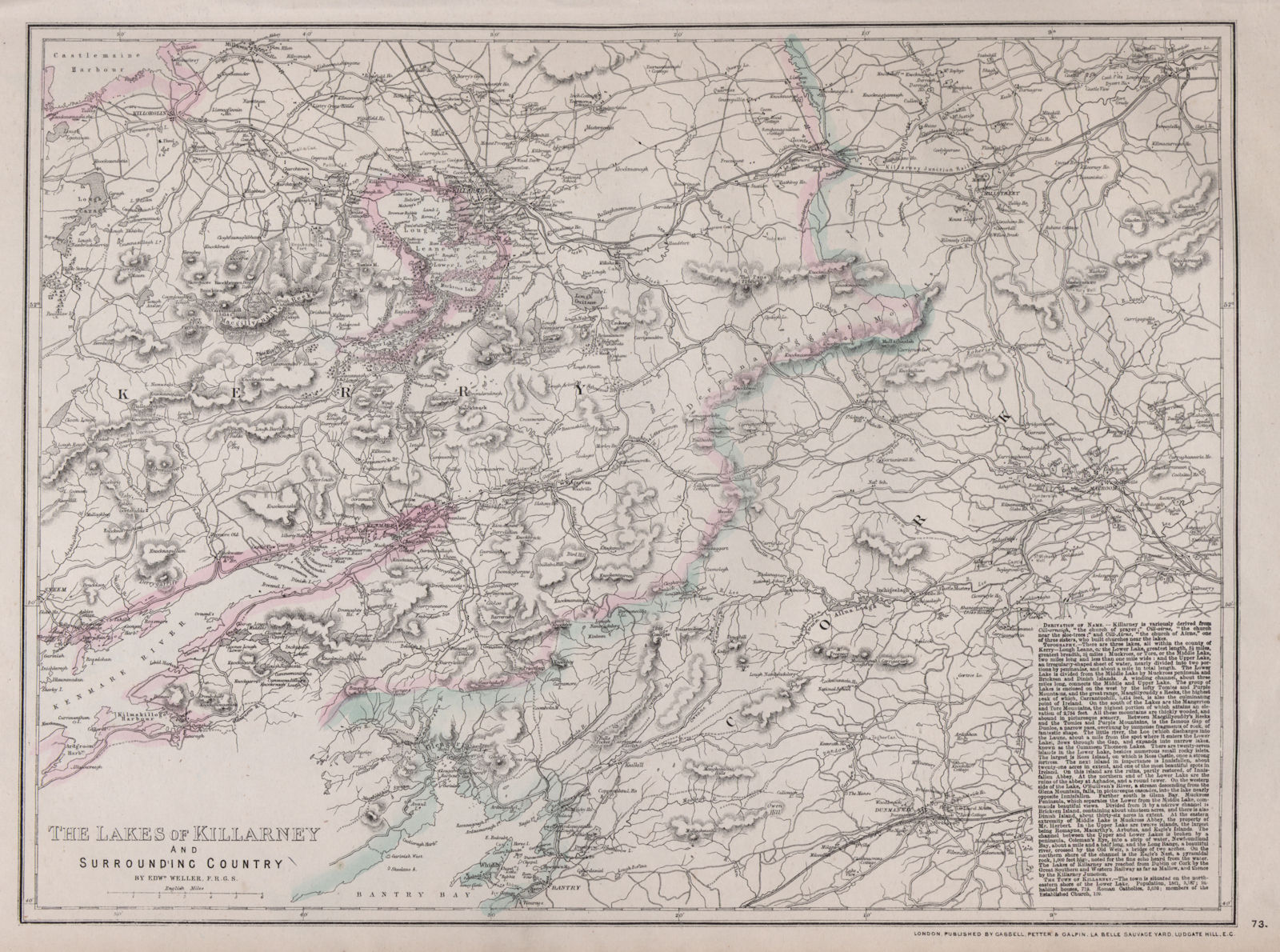 Associate Product 'The Lakes of Killarney & surrounding Country' Kenmare Ireland. WELLER 1868 map