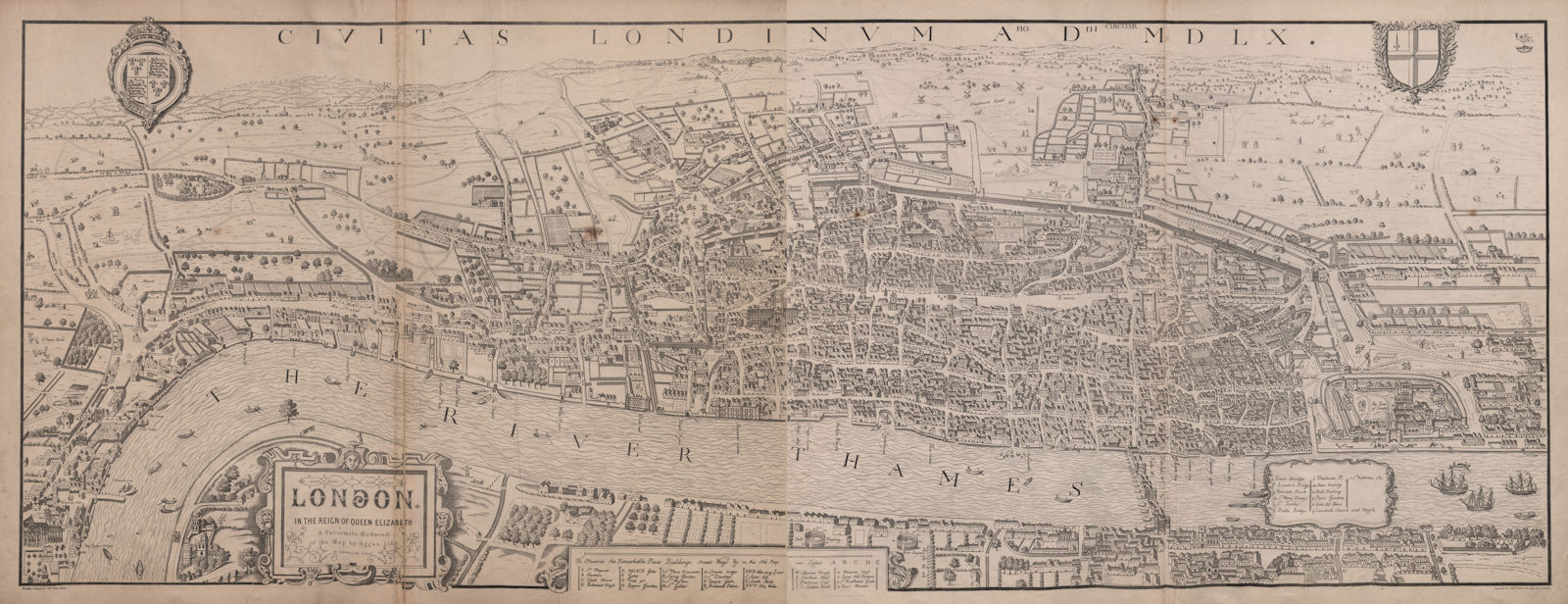 'London in the reign of Queen Elizabeth' after Agas' 1560 map. WELLER 1868