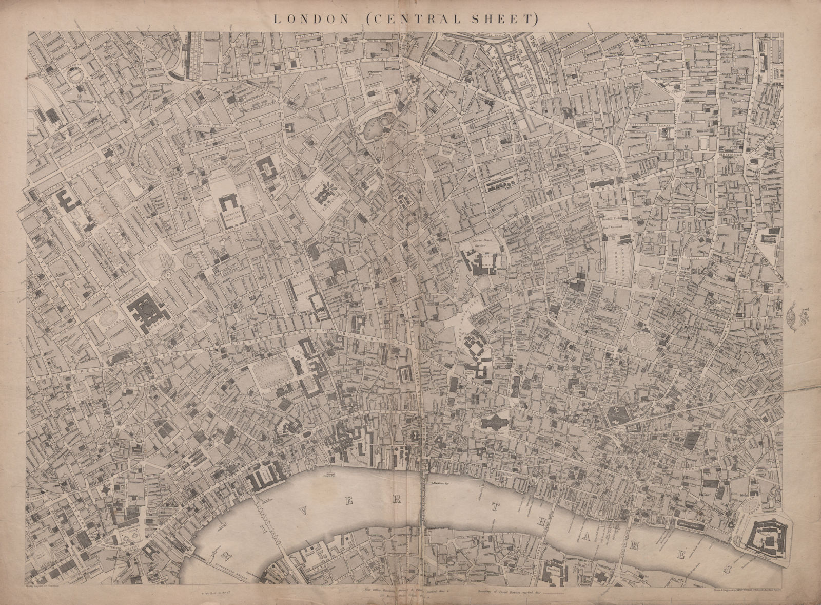 CASSELLS LONDON Central. Bloomsbury Covent Garden Holborn City. WELLER 1863 map