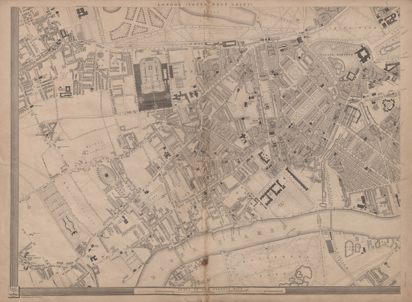 'CASSELLS LONDON SW Kensington Belgravia Chelsea. 1862 Expo. WELLER 1863 map
