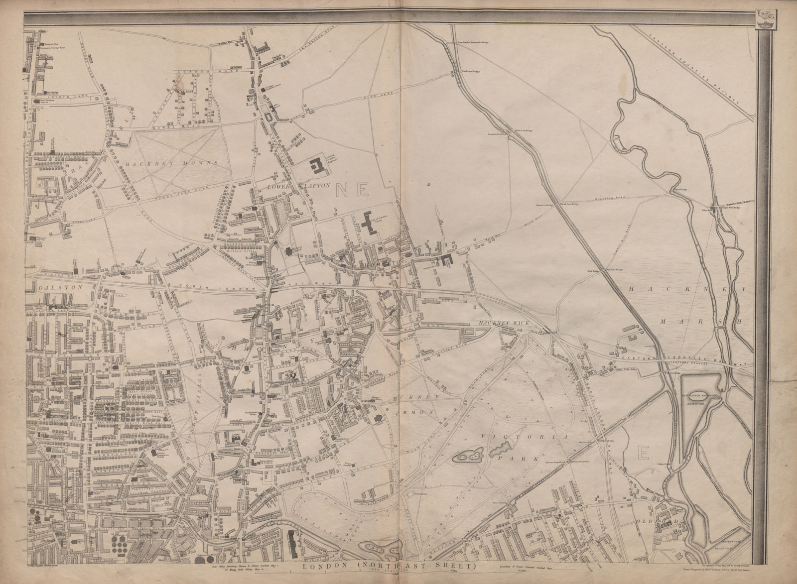 'CASSELLS LONDON NE. Hackney Old Ford Dalston Clapton Homerton. WELLER 1863 map